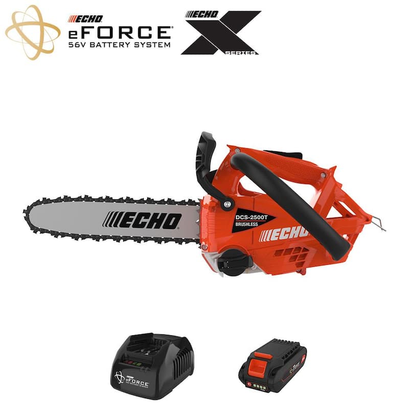 ECHO eFORCE 12 in. 56V X Series Motosierra Inalámbrica con Mango Superior, Batería de 2.5Ah y Cargador - DCS-2500T-12C1