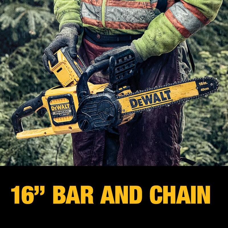 DEWALT FLEXVOLT 60V MAX 16 pulgadas. Sierra de cadena inalámbrica sin escobillas con batería (Herramienta solamente) - DCCS670B