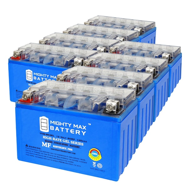 Mighty Max Battery YTX9-BSGEL 12V 8AH GEL Replacement Battery compatible with Kawasaki ZX9R ZX 9 R Ninja 98-03 - 8PK - MAX4016512