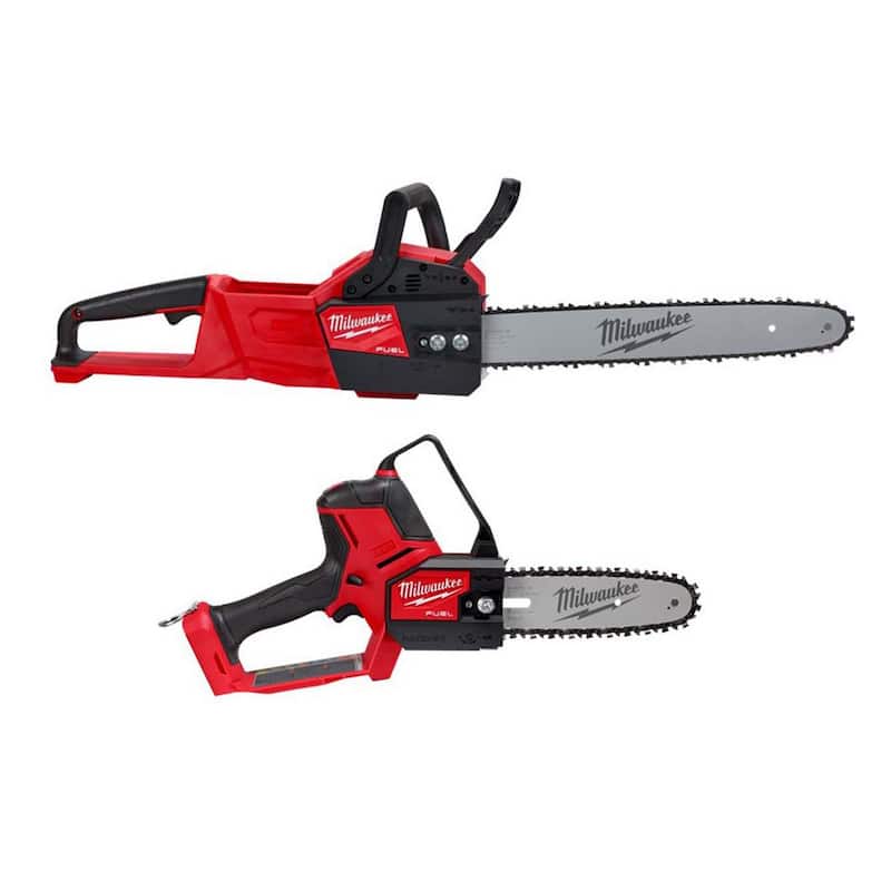 Milwaukee M18 FUEL 16 in. 18V Lithium-Ion Brushless Chainsaw inalámbrico con M18 FUEL 8 in. HACHA Sierra de poda (2 herramientas) - 2727-20-3004-20