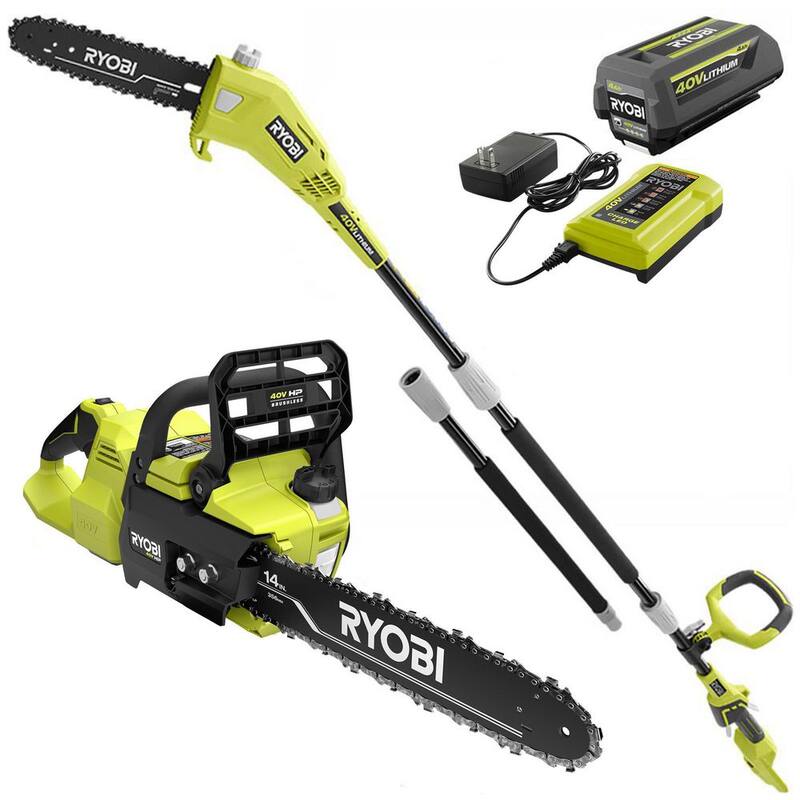 Si la marca del producto no se debe traducir, la traducción al español sería:

RYOBI 40V HP Brushless 14 in. Battery Chainsaw and 10 in. Battery Pole Saw with 4.0 Ah Battery and Charger - RY405100-PS

Motosierra inalámbrica RYOBI 40V HP Brushless de 14 pulgadas y podadora de pértiga de 10 pulgadas con batería de 4.0 Ah y cargador - RY405100-PS
