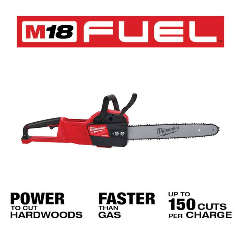 Kit de motosierra con batería sin escobillas Milwaukee M18 FUEL de 16 in. y 18V de iones de litio con 12.0Ah, motosierra de mano de 16 in. - 2727-21HD-49-16-2715.