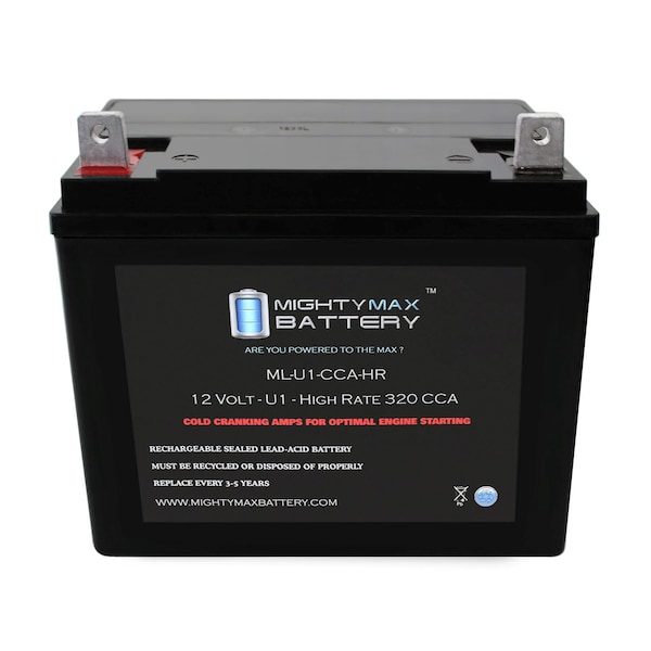Mighty Max Battery ML-U1-CCAHR 12V 320CCA Battery for Bad Boy 7200 Series 300CCA Mower - ML-U1-CCAHR38
