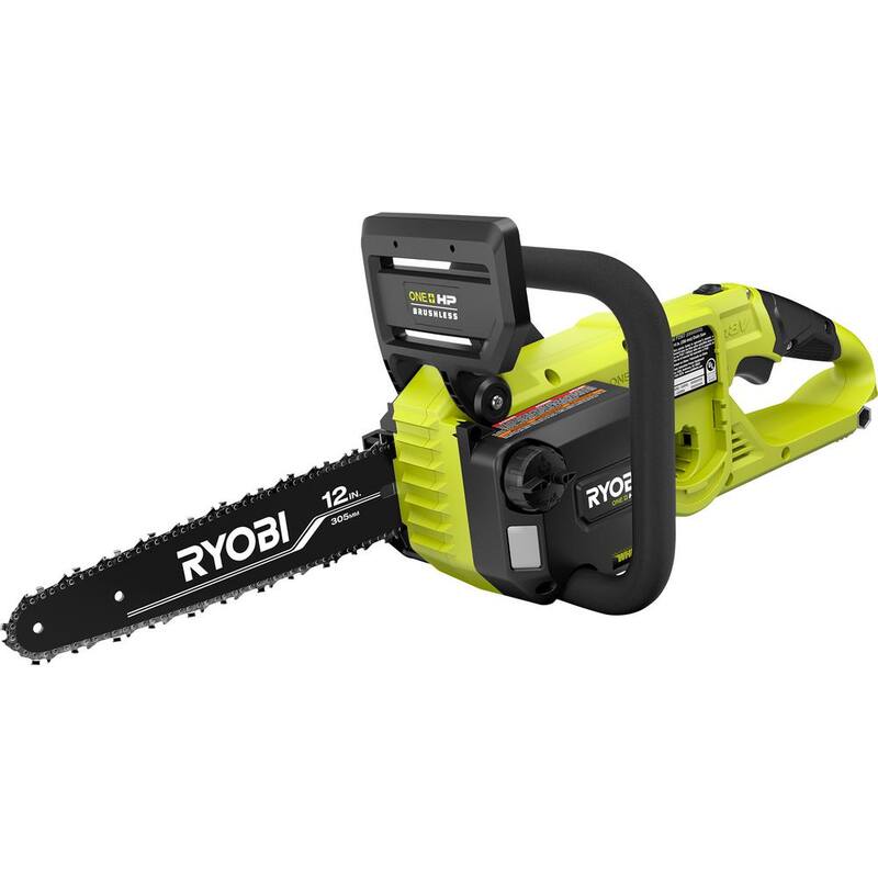 RYOBI ONE+ HP 18V Brushless Whisper Series 12 pulgadas Motosierra a batería con cadena extra, barra y aceite para cadena, batería de 6.0 Ah y cargador - P2570-CMB1