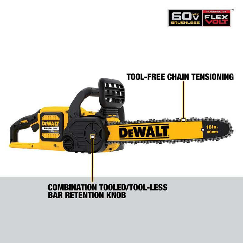 DEWALT FLEXVOLT 60V MAX Sierras eléctricas y sopladoras inalámbricas de batería de 16 pulgadas con un kit de batería y cargador (1) FLEXVOLT 3 Ah - DCKO667X1