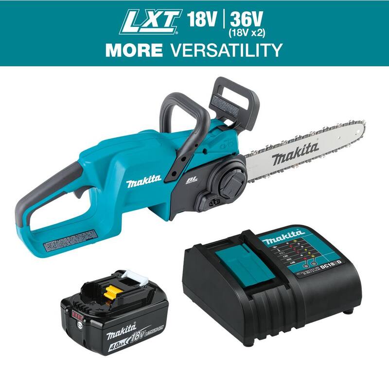 Kit de motosierra eléctrica inalámbrica Makita LXT de 14 pulgadas y 18V con batería de iones de litio sin escobillas (4.0 Ah) - XCU11SM1