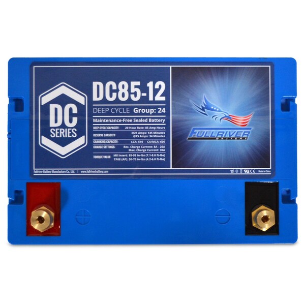 Fullriver 12V 85Ah 510 CCA Deep Cycle AGM Battery Group 24 - DC85-12