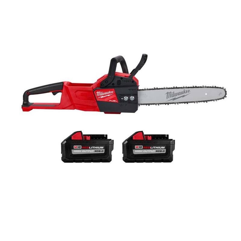 Motosierra inalámbrica Milwaukee M18 FUEL de 16 pulgadas, 18 voltios, con batería de iones de litio sin escobillas (2) 8.0 Ah de alta capacidad - 2727-20-48-11-1880-48-11-1880