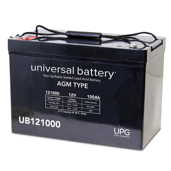 Upg Sealed Lead Acid Battery, 12 V, 100Ah, UB121000, I6 Internal Thread Terminal, AGM, Group 27 Type - 45973