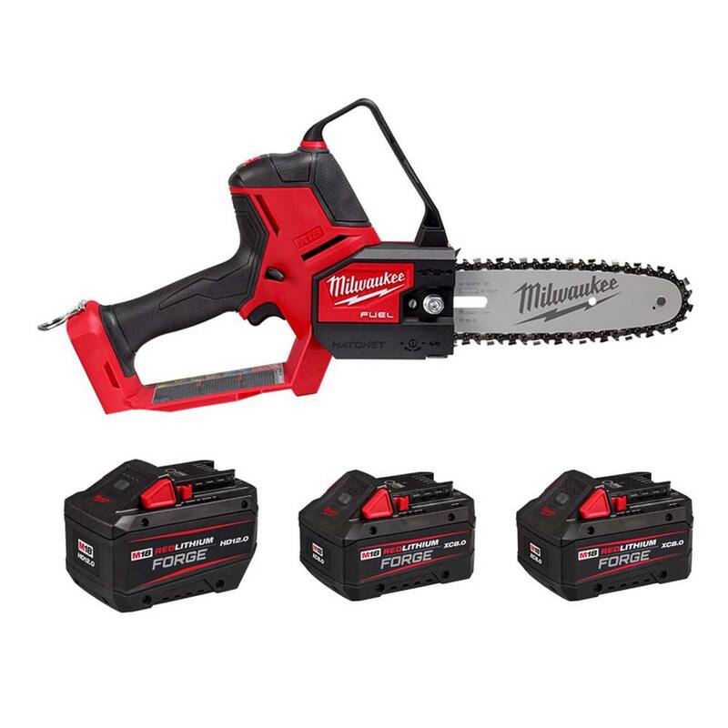 Sierra de poda HATCHET sin escobillas de 18V de litio Milwaukee M18 FUEL (1) Batería M18 FORGE de 12.0 Ah, (2) Batería M18 FORGE de 8.0 Ah - 3004-20-48-11-1813-48-11-1881X2.