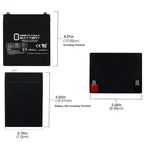 Mighty Max Battery 12V 5AH SLA Replacement Battery for Vision AGM CP1245 - MAX3965466