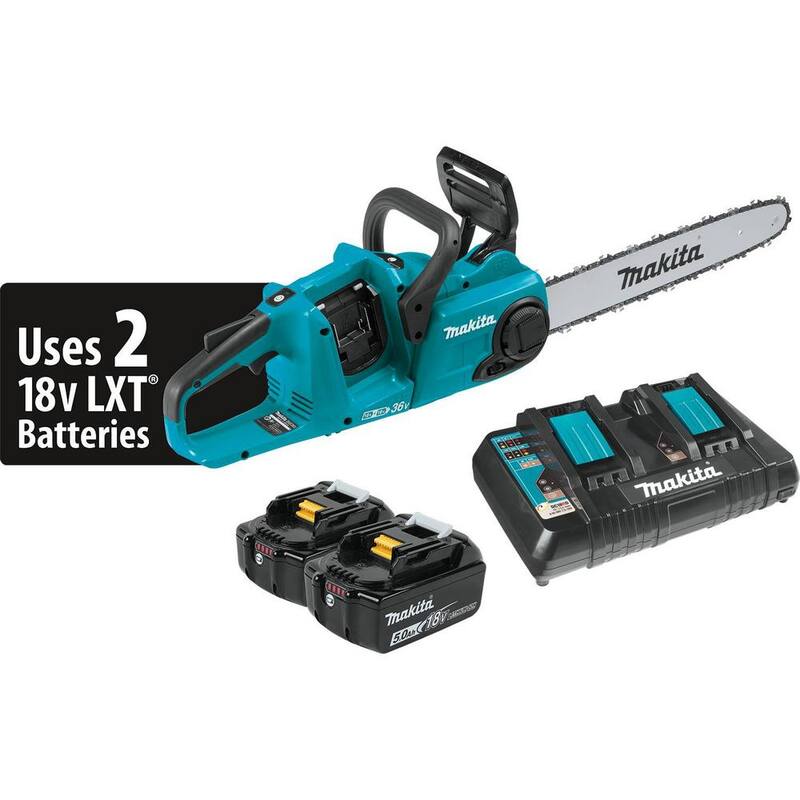Makita LXT 16 en. 18V X2 (36V) Kit de sierra de cadena con batería de iones de litio sin escobillas (5.0Ah) - XCU04PT