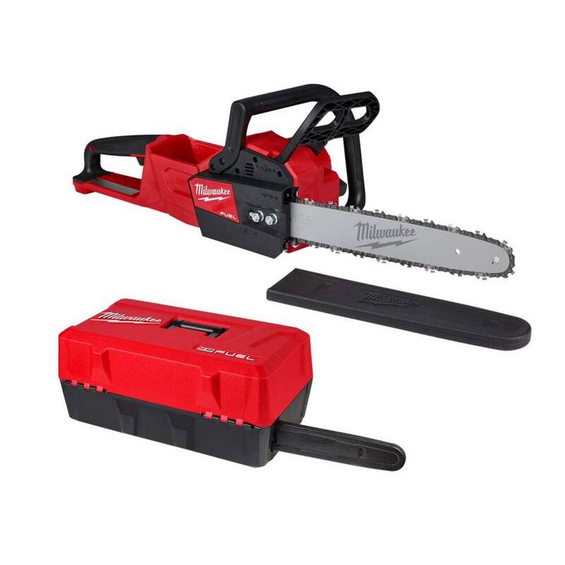 Motosierra inalámbrica Milwaukee M18 FUEL de 16 pulgadas con motor sin escobillas de 18 voltios y batería de iones de litio (herramienta solamente) con estuche para motosierra - 2727-20-49-16-2747