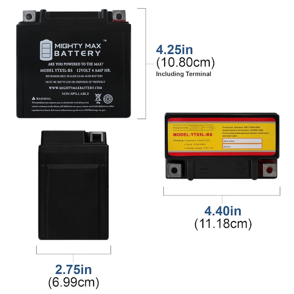 Mighty Max Battery Replaces POLARIS Predator, Outlaw 90CC 03-'09 - 3PK - MAX3455702