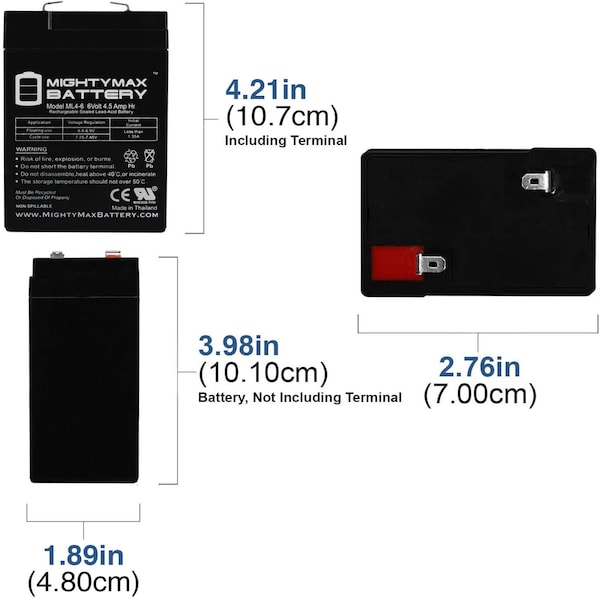 Mighty Max Battery 6V 4.5AH SLA Replacement Battery for Astralite EU-FL - MAX3961837