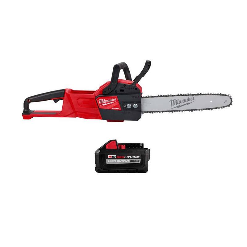 Motosierra inalámbrica Milwaukee M18 FUEL de 16 pulgadas con batería de litio de 18 voltios y sin escobillas, con batería de alto rendimiento de 8.0 Ah - 2727-20-48-11-1880