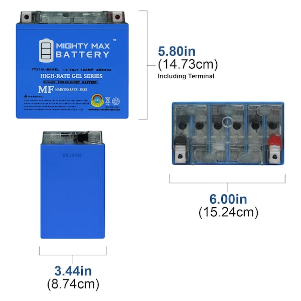 Mighty Max Battery YTX14L-BS GEL Replacement Battery for Motobatt MBYZ16HD - MAX3948927