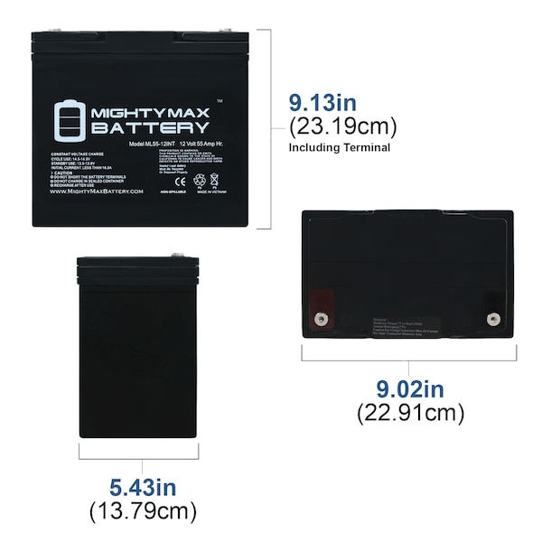 Mighty Max Battery 12V 35AH SLA Internal Thread Replacement for Panasonic LC-R1233P - ML35-12INT347