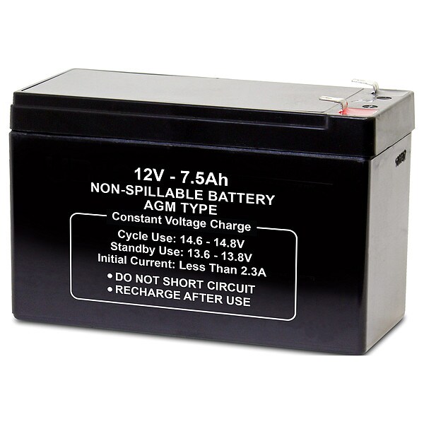 Zoro Select Battery, Sealed Lead Acid, 12V, 7.5Ah,  - 5EFH6