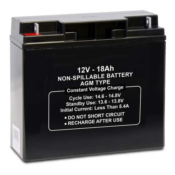 Zoro Select Sealed Lead Acid Battery, 12V, 18Ah, AGM - 47040