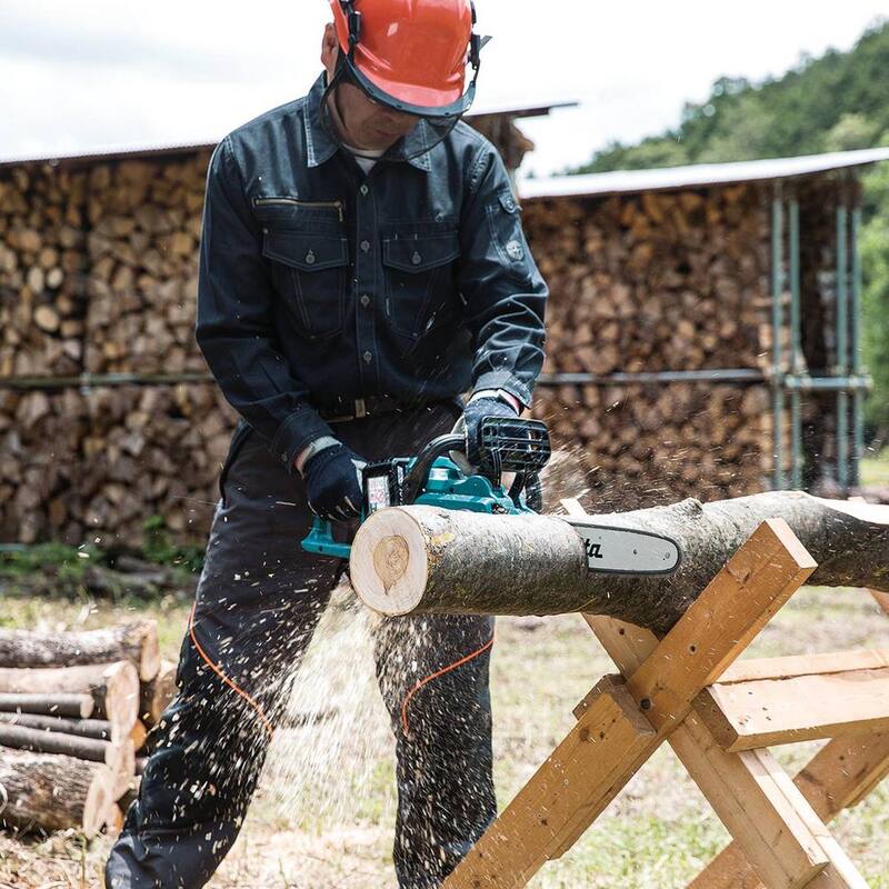 Siomply Cambio de Batería de Sierra de Cadena con Mango Trasero sin Escobillas de Iones de Litio de 18V X2 (36V) de 14 pulgadas LXT de Makita con (2) Baterías 5.0Ah, Cargador - XCU03PT