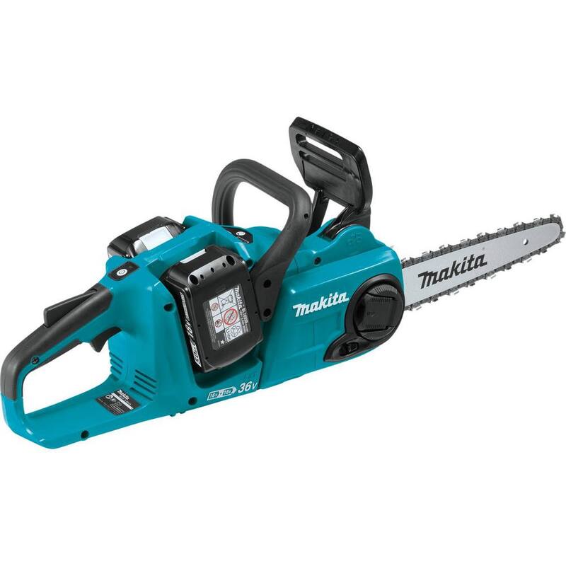Siomply Cambio de Batería de Sierra de Cadena con Mango Trasero sin Escobillas de Iones de Litio de 18V X2 (36V) de 14 pulgadas LXT de Makita con (2) Baterías 5.0Ah, Cargador - XCU03PT