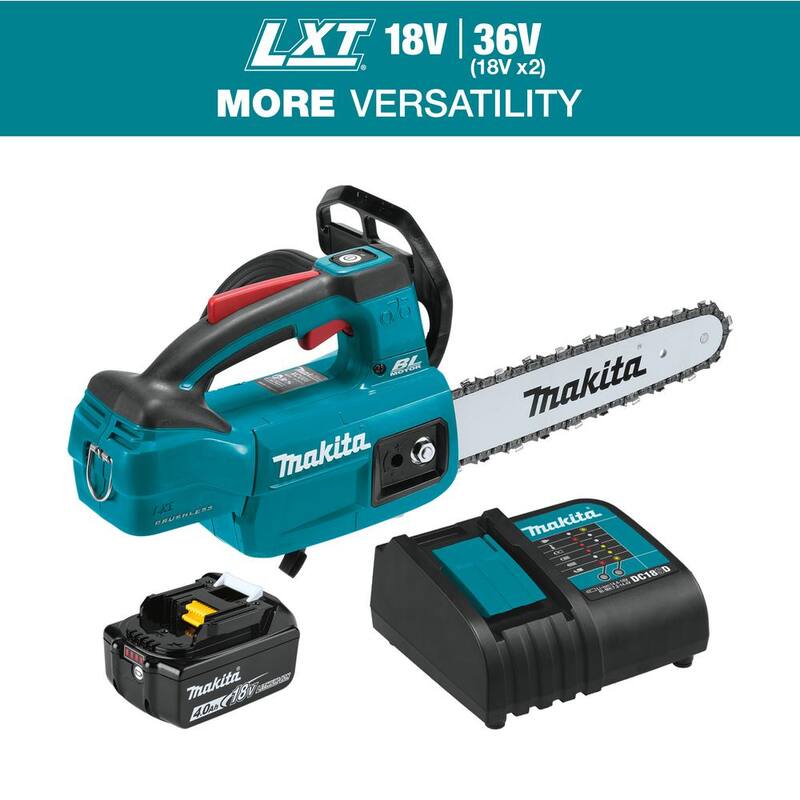 Kit de motosierra eléctrica sin escobillas de batería de litio de 18V y 10 pulgadas LXT de Makita (4.0Ah) - XCU06SM1