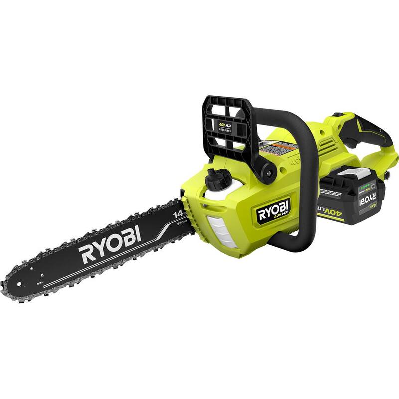 Motosierra a batería RYOBI 40V HP Brushless de 14 pulgadas con (2) baterías de 4.0 Ah y cargador - RY405100-2B