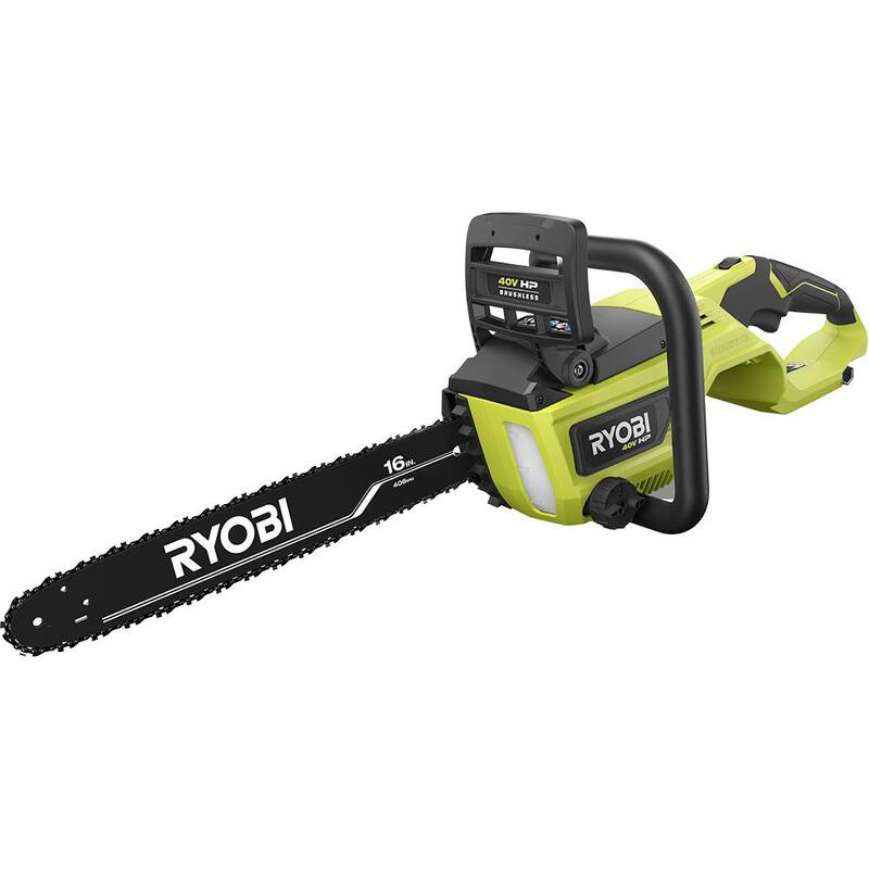 Motosierra eléctrica RYOBI 40V HP sin escobillas de 16 pulgadas con (2) Baterías de 4.0 Ah y (1) Cargador - RY40550-2B