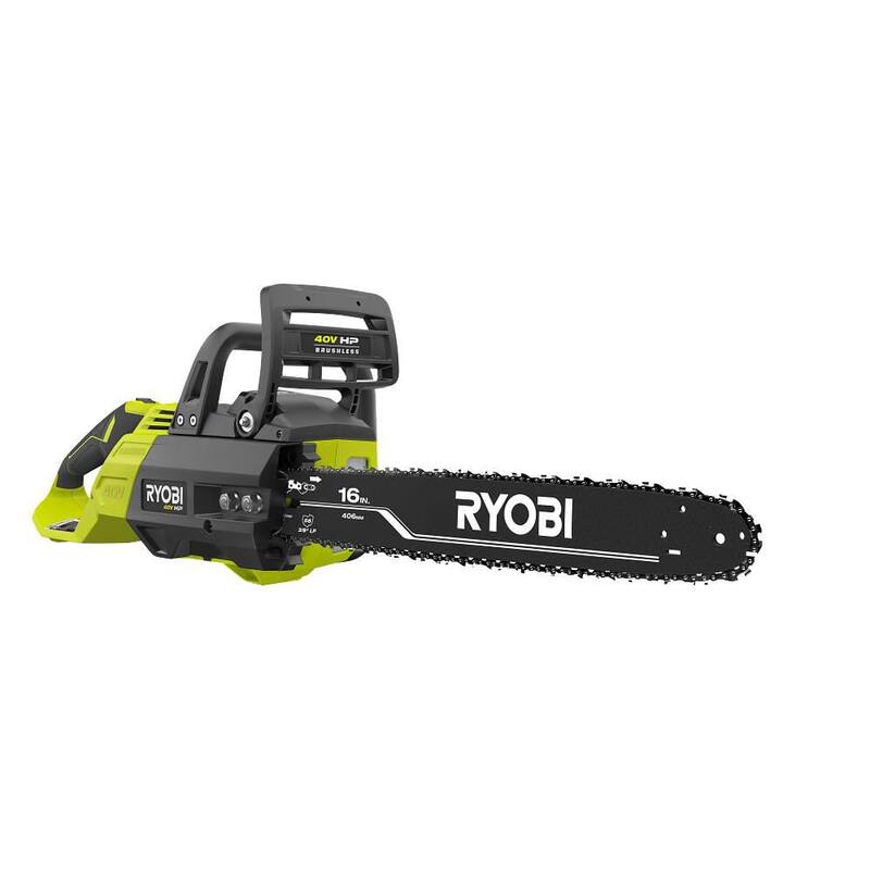 Motosierra eléctrica RYOBI 40V HP sin escobillas de 16 pulgadas con (2) Baterías de 4.0 Ah y (1) Cargador - RY40550-2B