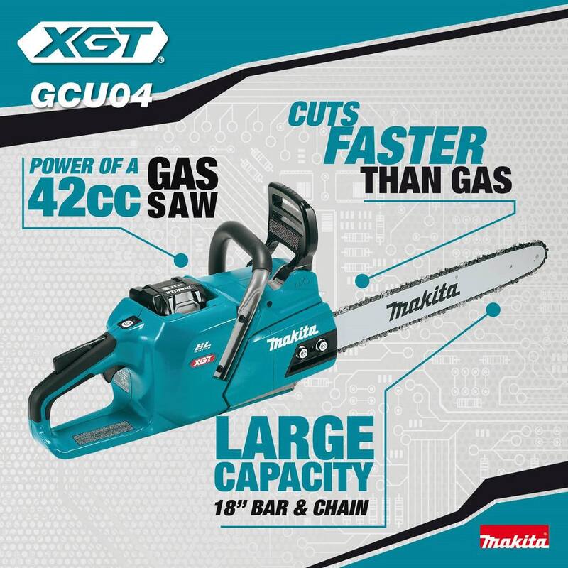 Makita XGT 18 pulgadas 40V max Kit de motosierra eléctrica con batería sin escobillas (5.0Ah) - GCU04T1