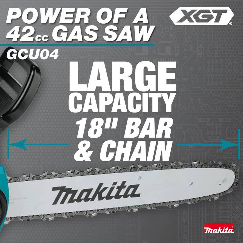 Makita XGT 18 pulgadas 40V max Kit de motosierra eléctrica con batería sin escobillas (5.0Ah) - GCU04T1