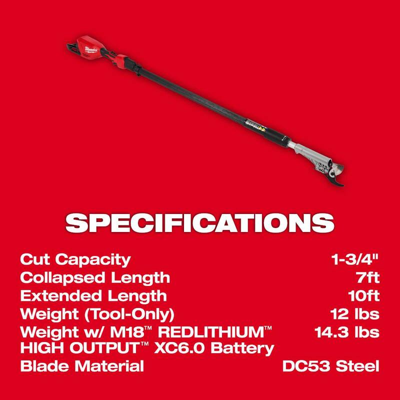 Podadora de poda de hacha Milwaukee M18 FUEL Brushless de 18V de 8 pulgadas con tijeras de podar telescópicas M18 FUEL, (2) baterías M18 FORGE de 8.0 Ah - 3004-20-3008-20-48-11-1881-48-11-1881.