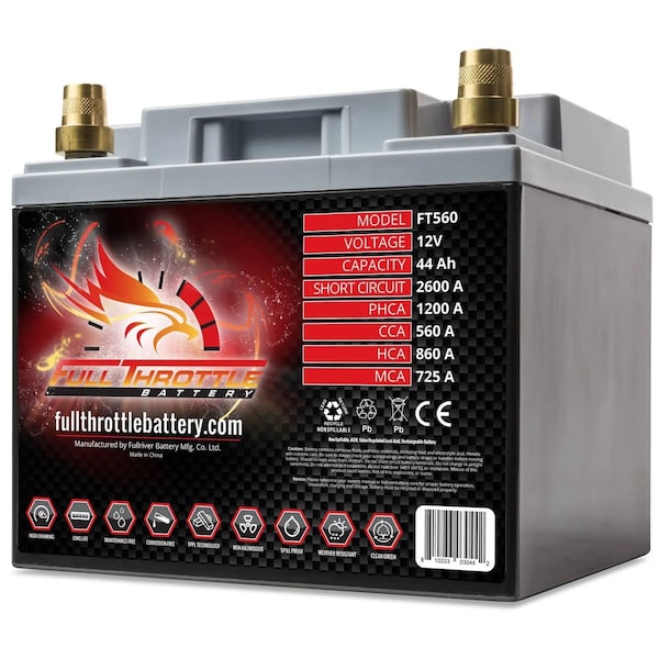 Fullriver Full Throttle 44Ah 560 CCA AGM Battery Group 26R - FT560