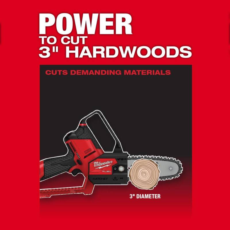 Milwaukee M12 FUEL 12V Lithium-Ion Brushless Battery 6 in. HATCHET Chainsaw Kit con batería de 6.0 Ah y 4.0 Ah, cargador - 2527-21-48-11-2460