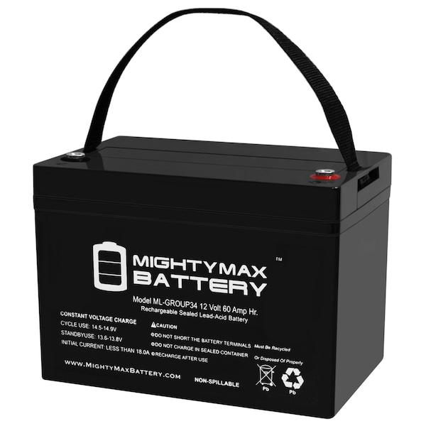 Mighty Max Battery 12V Group 34 Battery For Pride Luxury Maxima Scooter - 3 Wheel - ML-GROUP3440