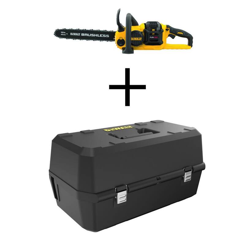 DEWALT 60V MAX 16 in. Motosierra Inalámbrica con Motor sin Escobillas, Kit con (1) Batería FLEXVOLT de 2Ah, Cargador y Estuche - DCCS670T1W6KBOX
