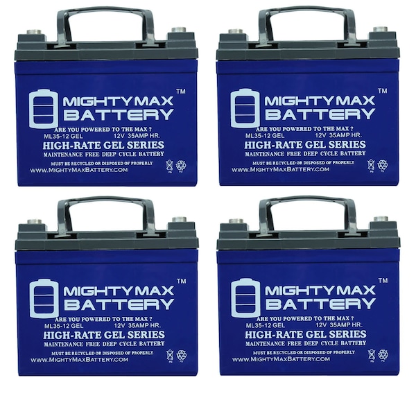 Mighty Max Battery 12V 35AH GEL Battery Replaces GTO SL050 Slide Gate Operator - 4PK - MAX3888535