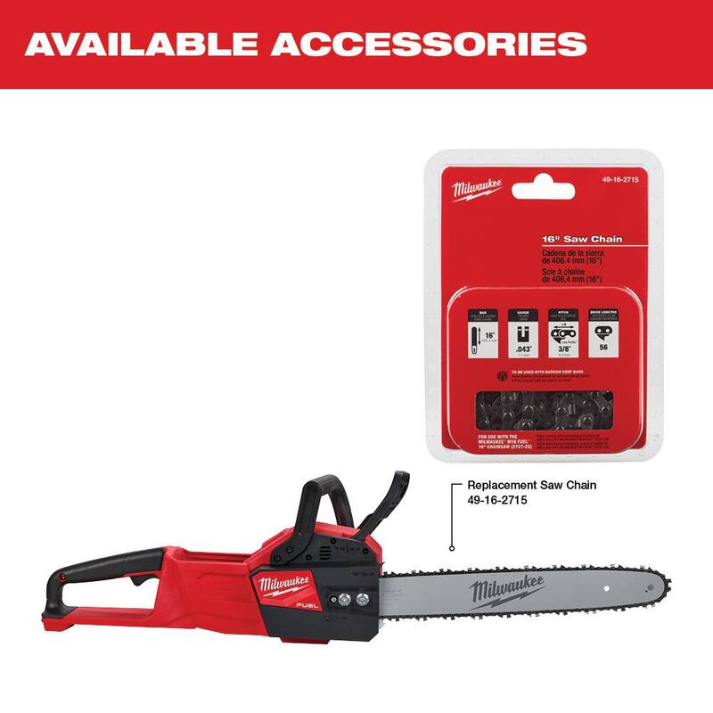 Motosierra Milwaukee M18 FUEL 18V de ion de litio sin escobillas de 16 pulgadas con batería M18 5.0Ah - 2727-20-48-11-1850