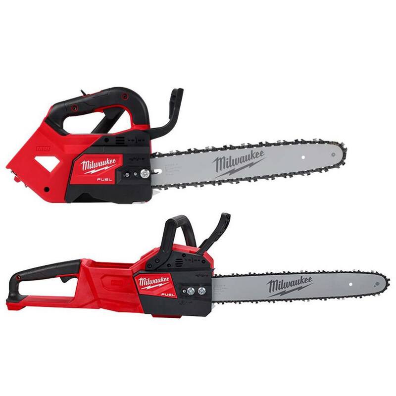 Combo de motosierra sin escobillas Milwaukee M18 FUEL de 14 pulgadas con mango superior y de 18V, y combo de motosierra de 16 pulgadas (2 herramientas) - 2826-20T-2727-20