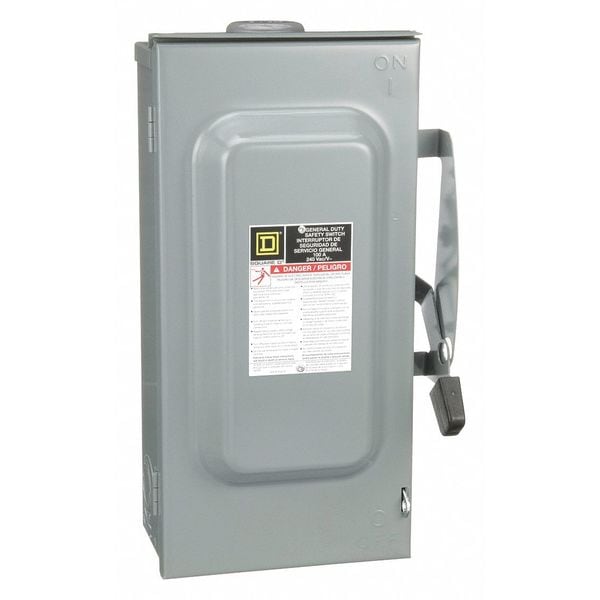 Interruptor de seguridad Square D sin fusible, deber general, 240V AC, 3PST, 100 A, NEMA 3R - DU323RB