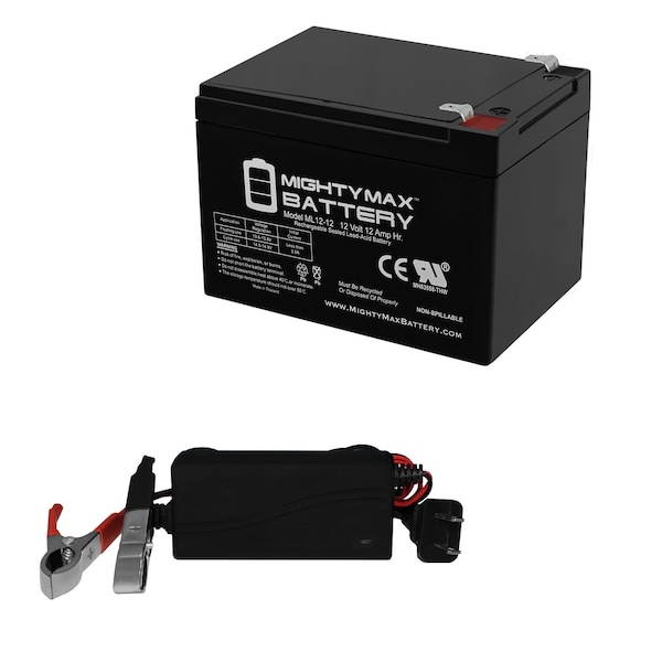 Mighty Max Battery 12V 12AH Replaces Cub Cadet Tractor IGOR0024 PegPerego With 12V 1A Chrgr - MAX3899889