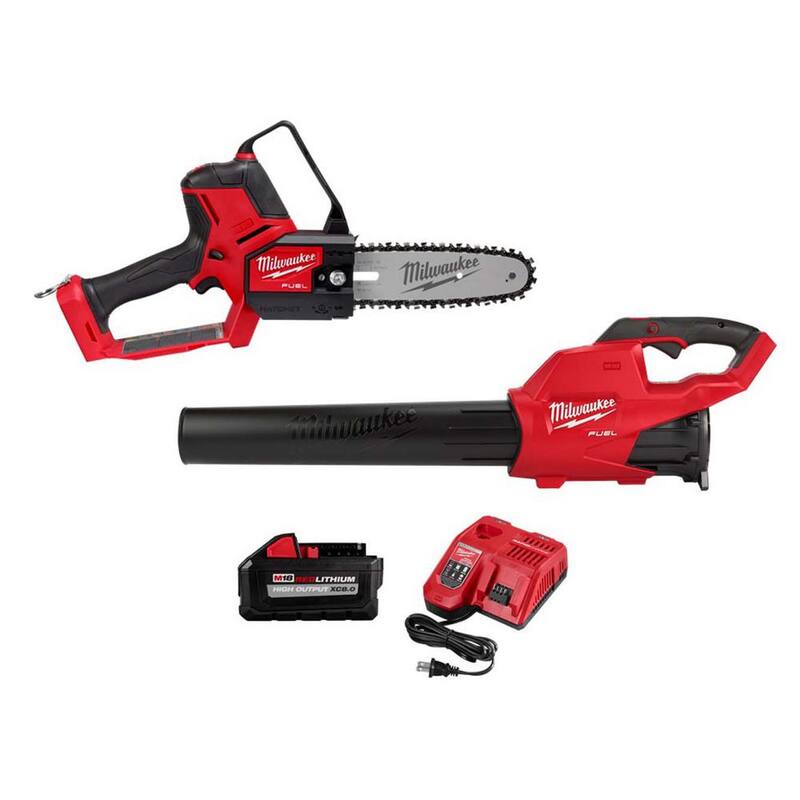 Hacha de motosierra eléctrica Milwaukee M18 FUEL de 8 pulgadas con batería de litio Ion de 18V y motor sin escobillas - Kit de soplador M18 FUEL (2 herramientas) - 3004-20-2724-21HD.