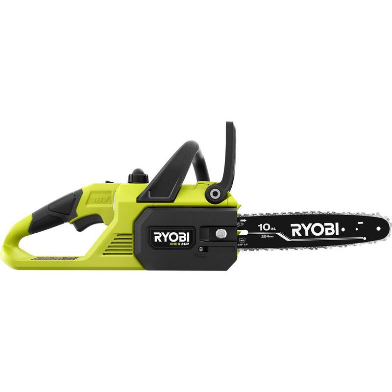 RYOBI ONE+ HP 18V Motosierra inalámbrica con motor sin escobillas de 10 pulgadas con cadena adicional, aceite para barra y cadena biodegradable, batería de 4.0 Ah y cargador - P2520-CMB1