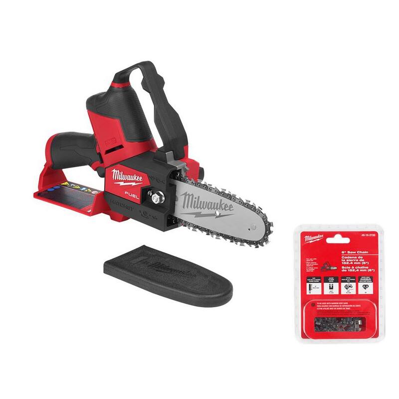 HACHA motosierra sin escobillas y batería de 12V de iones de litio Milwaukee M12 FUEL (herramienta solamente) con cadena extra de 6 pulgadas - 2527-20-49-16-2732