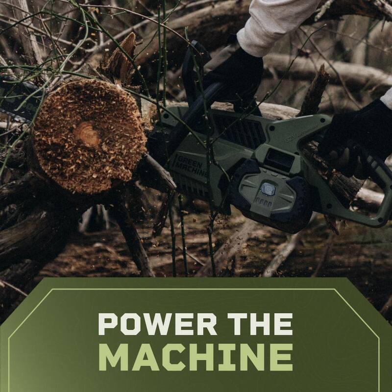 Máquina Verde 62V Brushless 16 pulgadas Sierra de Cadena con sistema de auto-tensión, inicio fácil con gatillo y batería de 4 Ah y cargador - GMCS6200