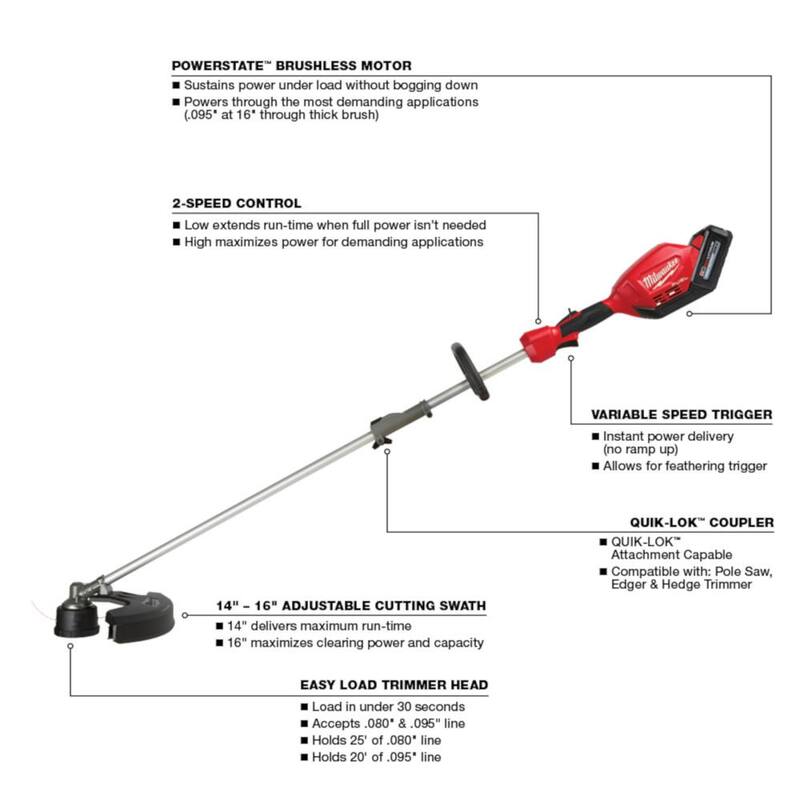 Kit combinado de motosierra y recortadora/sopladora inalámbricas con batería de 18V de iones de litio sin escobillas con manija superior de 14 pulgadas Milwaukee M18 FUEL (3 herramientas) - 2826-20T-3000-21