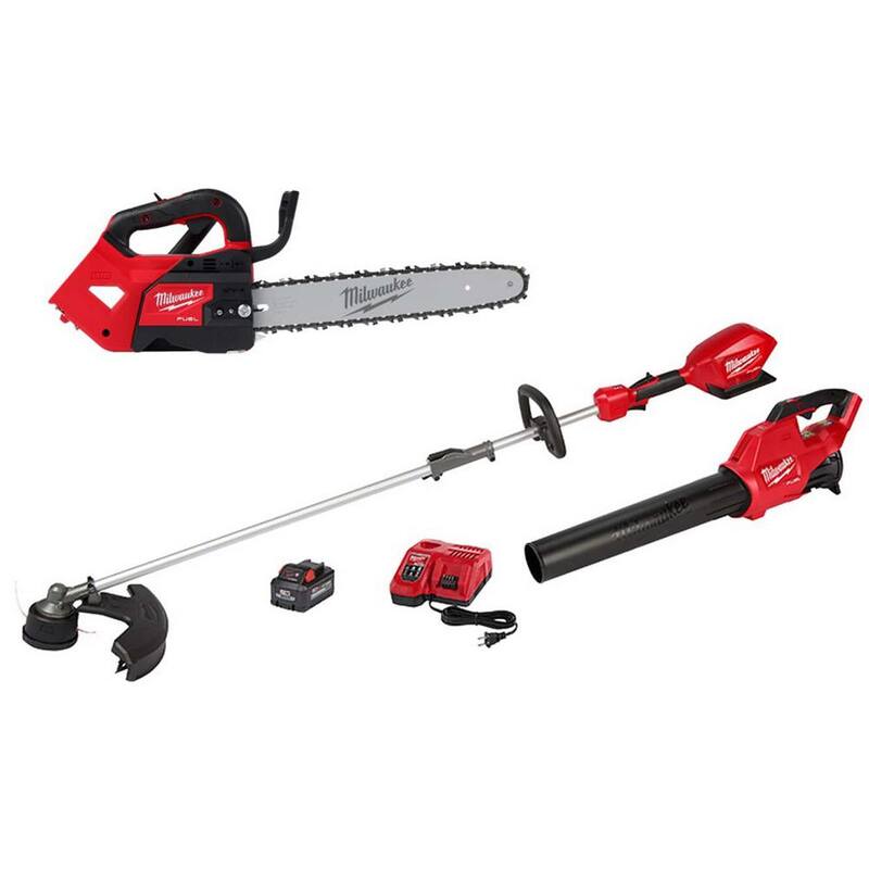 Kit combinado de motosierra y recortadora/sopladora inalámbricas con batería de 18V de iones de litio sin escobillas con manija superior de 14 pulgadas Milwaukee M18 FUEL (3 herramientas) - 2826-20T-3000-21