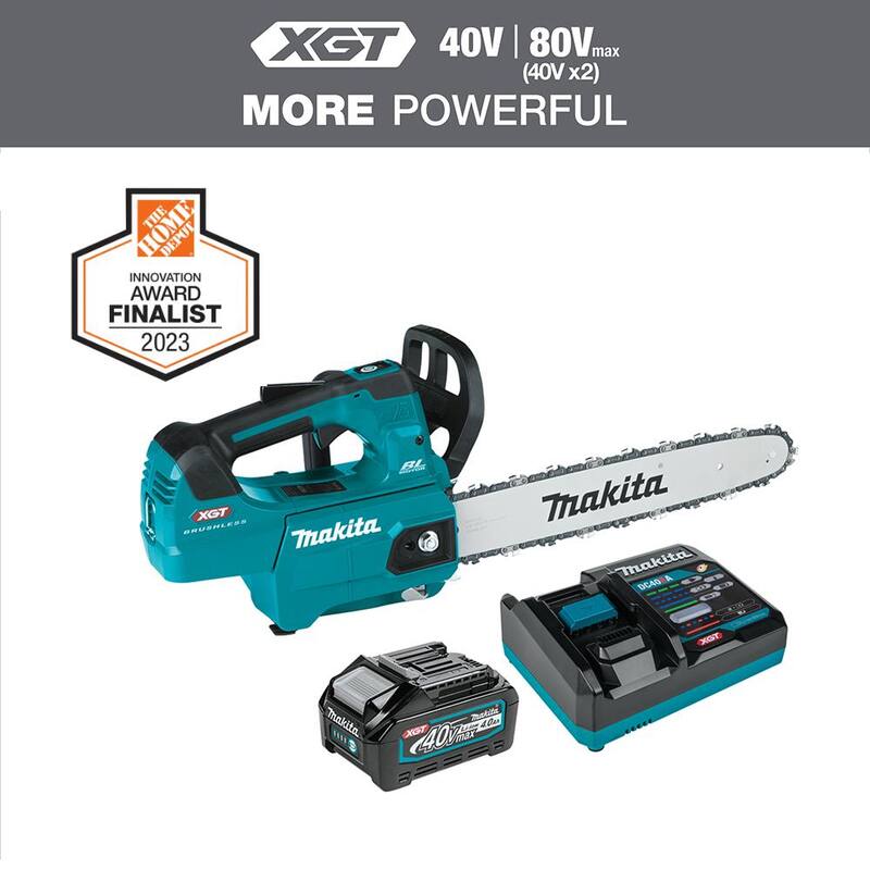 Kit de motosierra eléctrica con batería sin escobillas Makita XGT de 40V máx. con mango superior de 14 pulgadas (4.0Ah) - GCU02M1