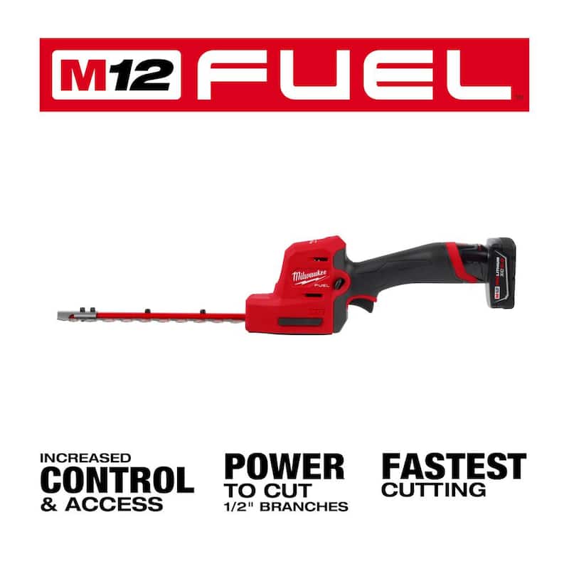 Si estás buscando la traducción de este título sin incluir la marca del producto, sería así:

Hacha podadora eléctrica sin escobillas Milwaukee M12 FUEL de 6 pulgadas y 12V de ion de litio inalámbrica con sierra recortadora de setos M12 de 8 pulgadas.